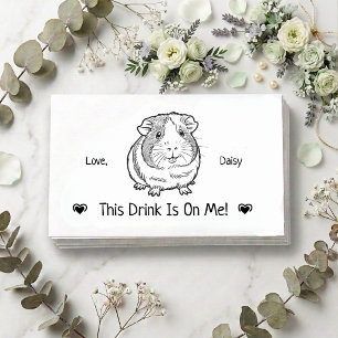Cute Personalised Guinea Pig Wedding Drink Ticket Enclosure Card