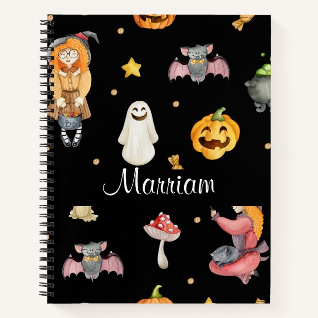 Cute Personalised Halloween Notebook (Front)