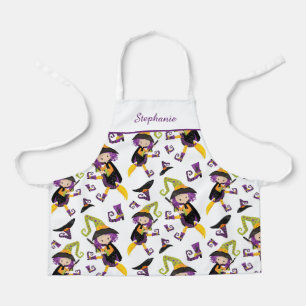 Cute Personalised Halloween Witch Pattern Apron