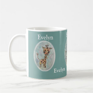 Cute Personalised Hand Painted Boho Giraffe Coffee Mug