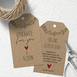 🎁 Cute & Personalised "Handmade For You" Kraft  Gift Tags