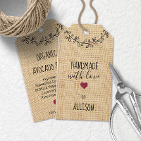 Cute Personalised Handmade with Love Faux Fabric