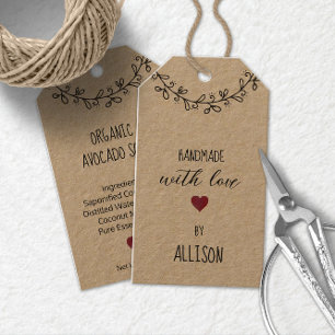 Cute Personalised Handmade with Love Kraft Gift Tags