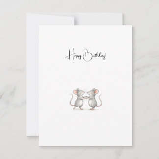 Cute Personalised Happy Birthday Mice. Card