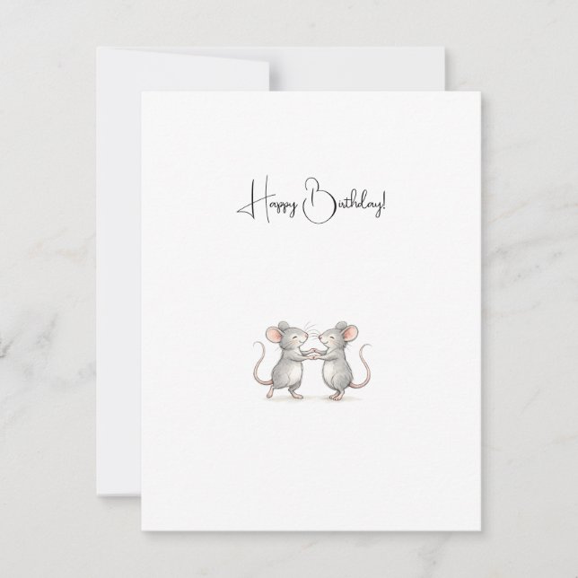 Cute Personalised Happy Birthday Mice. Card (Front)