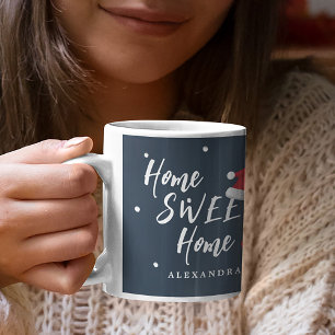 Cute personalised home sweet home script Christmas Coffee Mug