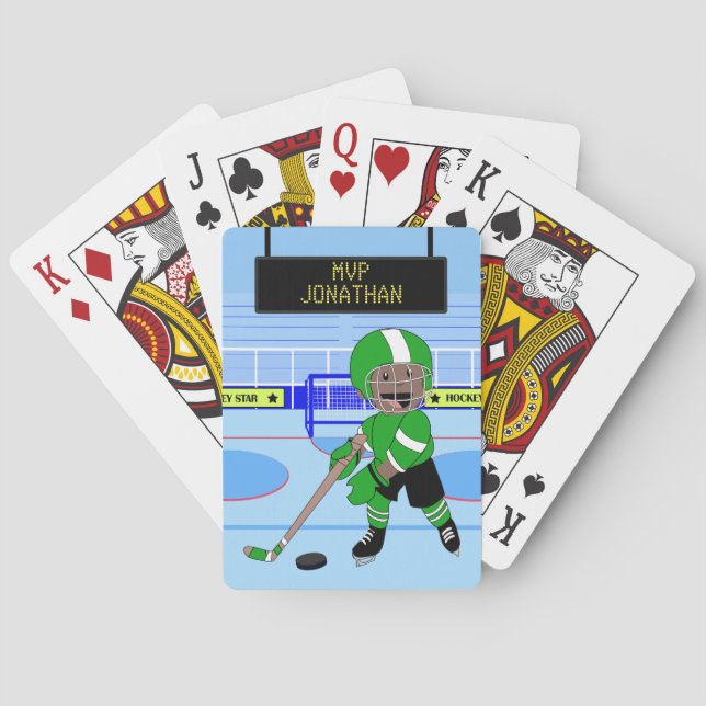 Cute Personalised Ice Hockey star Playing Cards (Back)