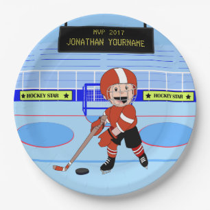 Cute Personalised Ice Hockey star RW Paper Plate