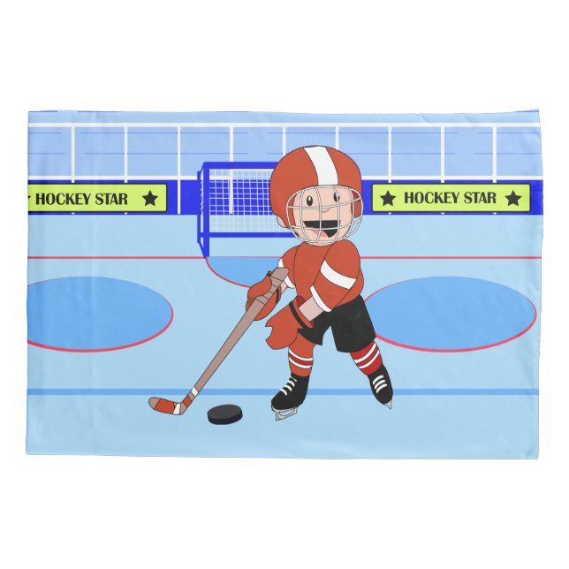Cute Personalised Ice Hockey star rw Pillowcase (Back)