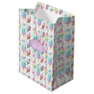 Cute Personalised IcePop Summer Birthday Girls Medium Gift Bag