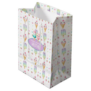 Cute Personalised IcePop Summer Birthday Girls Medium Gift Bag