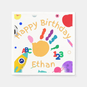 Cute Personalised Kid's ABC Hand Paint 123 HB Napkin