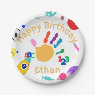 Cute Personalised Kid's ABC Hand Paint 123 HB Paper Plate