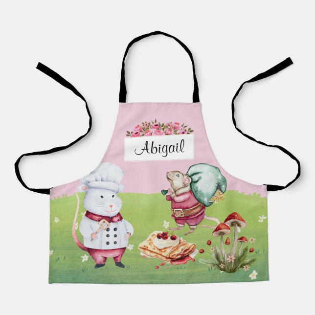 Cute Personalised Kids Apron with Name (Front)