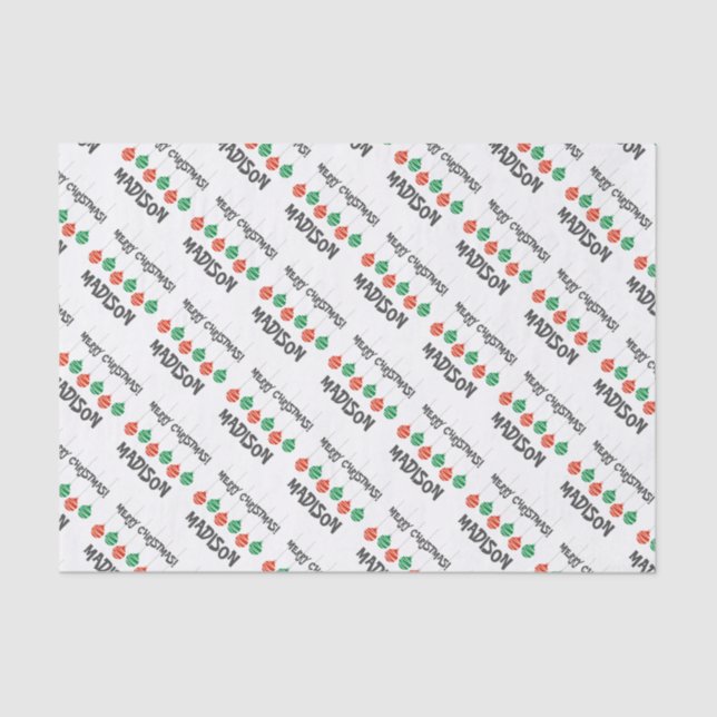 Cute personalised kids' Christmas Tissue Paper (Front)