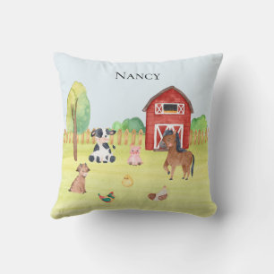 Cute personalised kids farm animals cushion