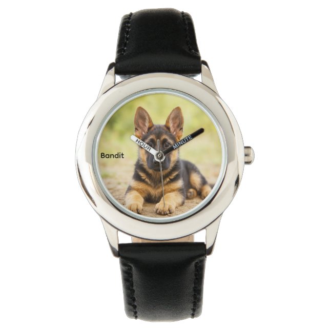 Cute Personalised Kid's German Shepherd Watch (Front)