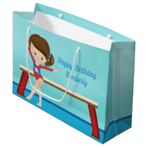 Cute Personalised Kids Gymnastics Girls Birthday Large Gift Bag