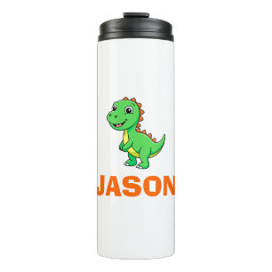 Cute Personalised Kids Name Dinosaur Thermal Tumbler
