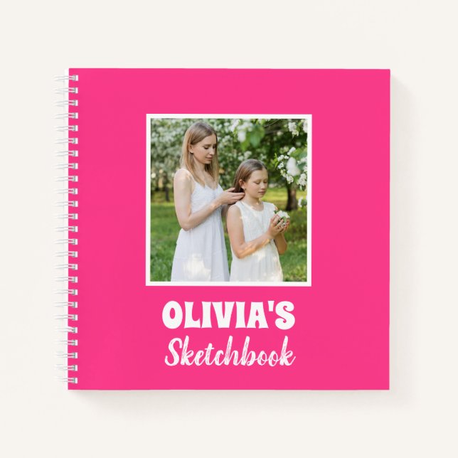 Cute Personalised Kids Photo Sketchbook Notebook (Front)