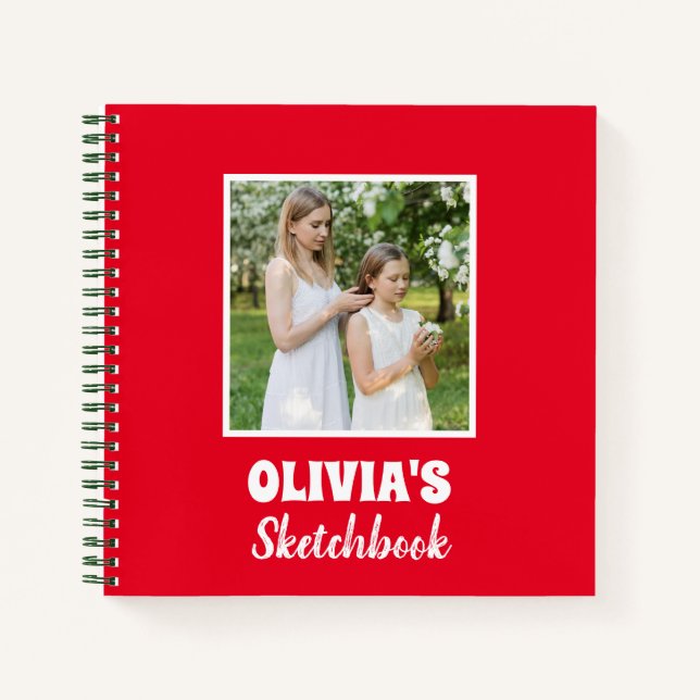 Cute Personalised Kids Photo Sketchbook Notebook (Front)
