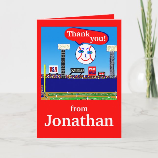 Cute Personalised Kids Sports Thank You Notes (Front)