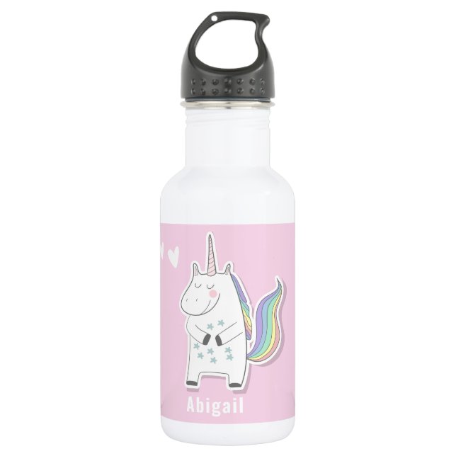 Cute Personalised Kids Unicorn  532 Ml Water Bottle (Front)