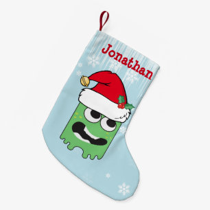 Cute Personalised Kids Xmas monster Small Christmas Stocking