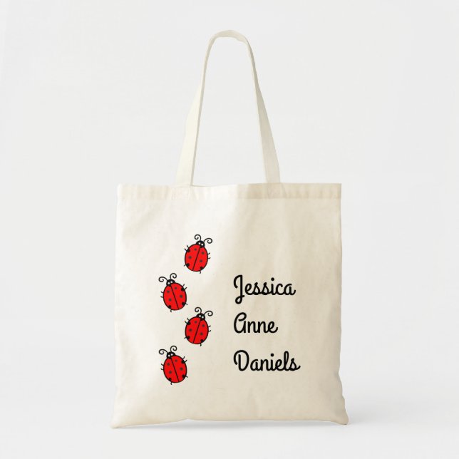 Cute personalised ladybug tote bag (Front)