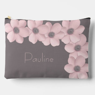 Cute Personalised Large Pink-Taupe Poppy Accessory Pouch