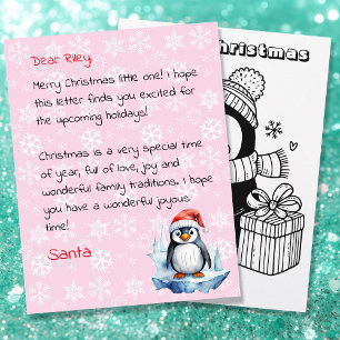 Cute Personalised Letter from Santa Colouring Page