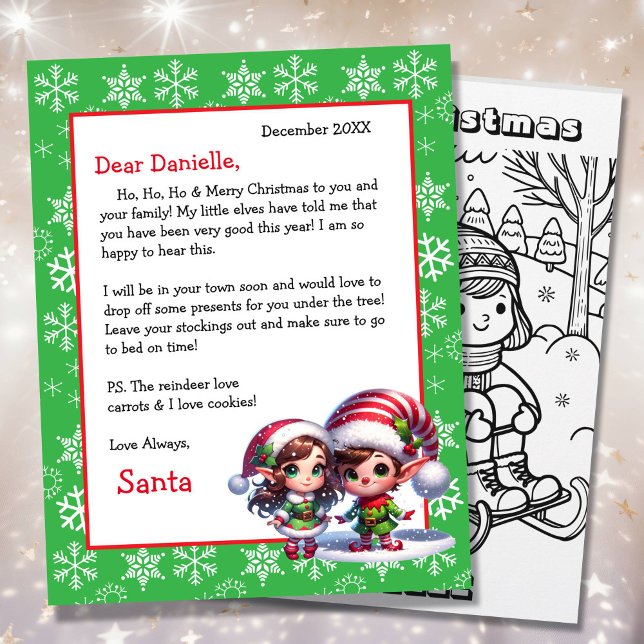 Cute Personalised Letter from Santa Colouring Page (Creator Uploaded)