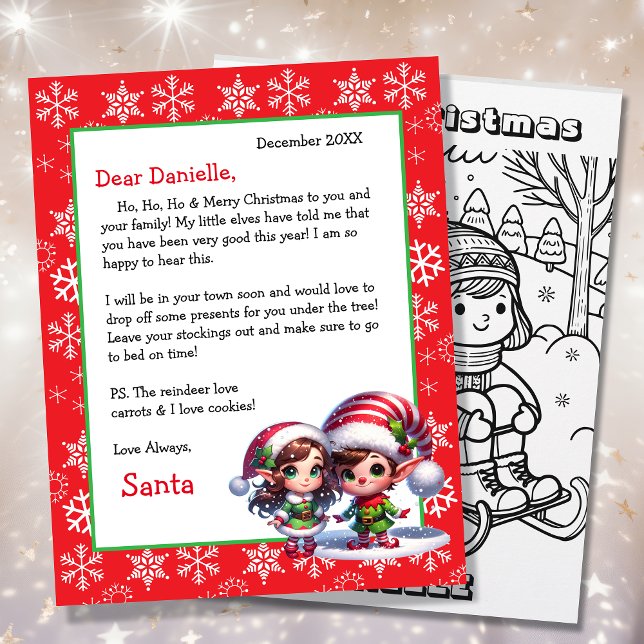 Cute Personalised Letter from Santa Colouring Page (Creator Uploaded)