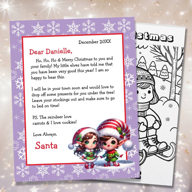 Cute Personalised Letter from Santa Colouring Page (Creator Uploaded)
