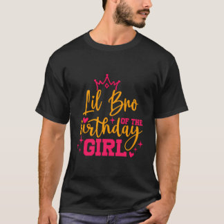 Cute Personalised Lil Bro Of The Birthday Girl Mat T-Shirt