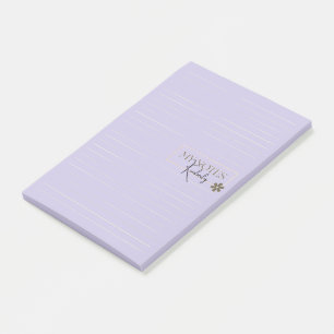 Cute Personalised Lined Simple Modern Lavender Post-it Notes