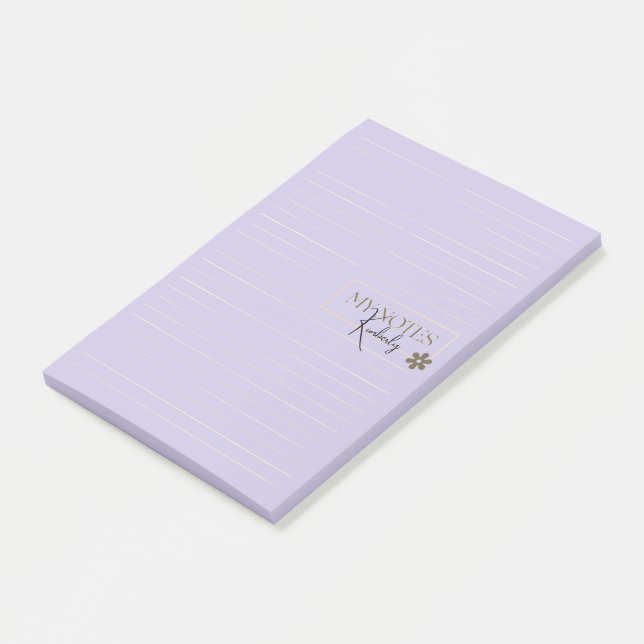Cute Personalised Lined Simple Modern Lavender Post-it Notes (Angled)
