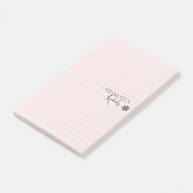 Cute Personalised Lined Simple Modern Pink Post-it Notes (Angled)