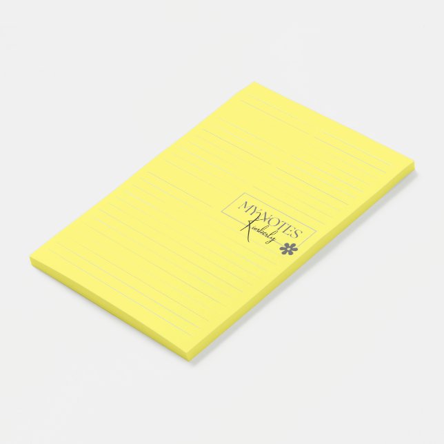 Cute Personalised Lined Simple Modern Yellow Post-it Notes (Angled)