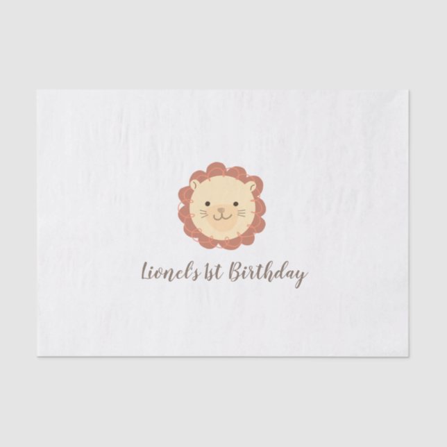 Cute Personalised Little Lion Tissue Paper (Front)