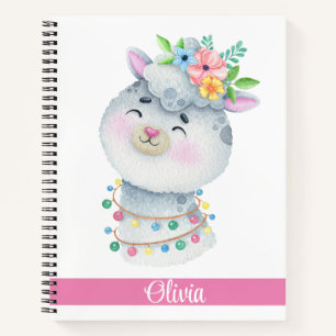 Cute Personalised Llama Notebook