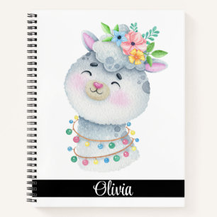 Cute Personalised Llama  Notebook