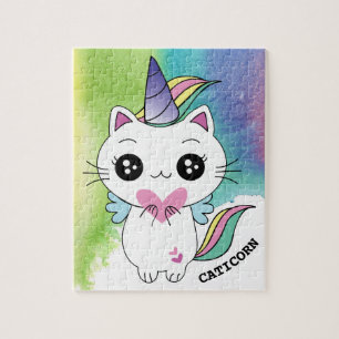 Cute Personalised Magical Caticorn Jigsaw Puzzle