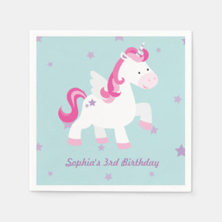 Cute Personalised Magical Unicorn Paper Napkin