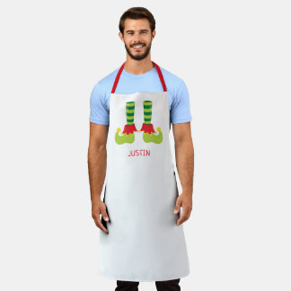 Cute Personalised Men's Elf Christmas Apron