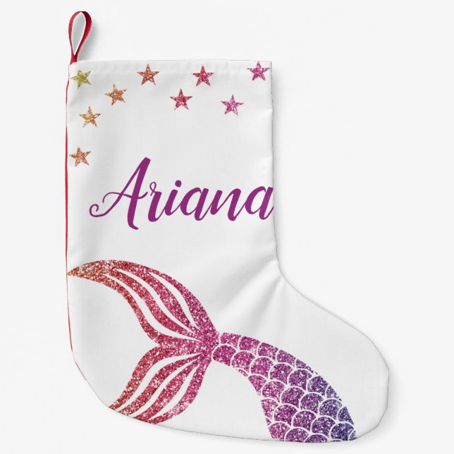 Cute Personalised Mermaid Christmas Stocking (Front)