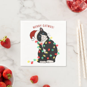 Cute Personalised Merry CatMus Funny Christmas   Napkin