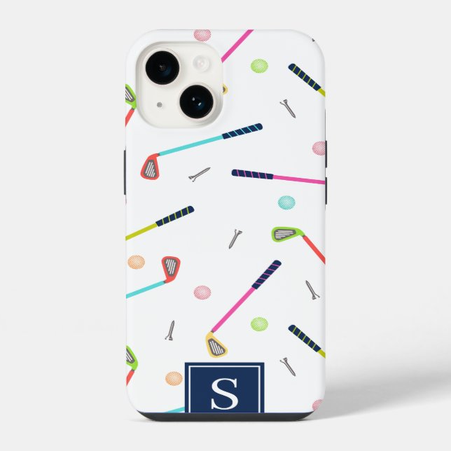 Cute Personalised Monogram Golf Pattern Women iPhone Case (Back)