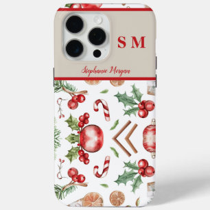 Cute Personalised Monogram Name Christmas iPhone 15 Pro Max Case