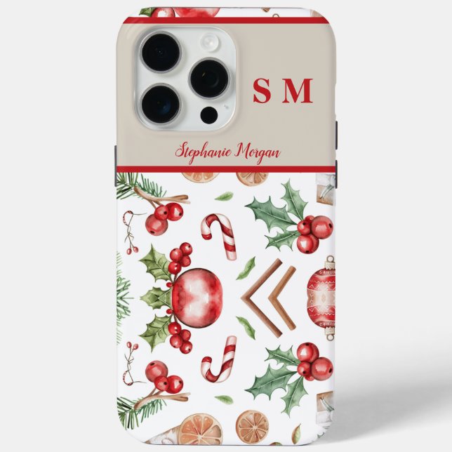 Cute Personalised Monogram Name Christmas  Case-Mate iPhone Case (Back)